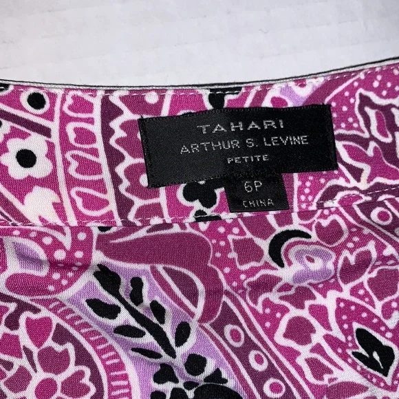 Tahari Black & Pink ALine Dress Size 6P - Picture 4 of 6